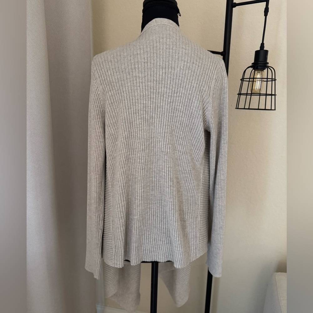 Eileen Fisher Ribbed Wool Open Front Cardigan Cream XS TP - Picture 6 of 9